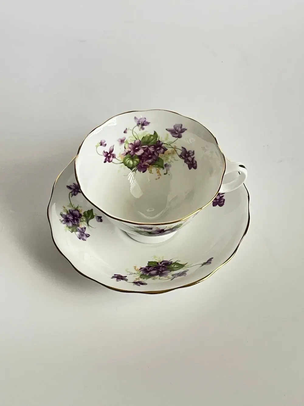 Radfords Tea Cup & Saucer, Purple Violets Teacup and Saucer, English